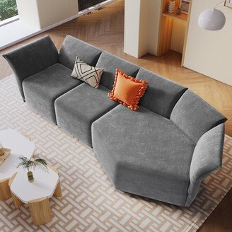RASOO Modern Polyester Upholstered Sofa Set with Adjustable Backrest-AC