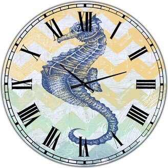 Designart Chevron-Sea Horse-7914 Large Nautical & Coastal Wall Clock - 36 x 36