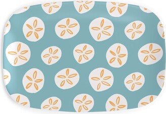 Serving Platters: Sand Dollar Sea Shells Serving Platter, Blue