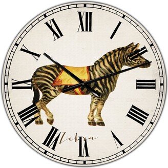 Designart Circus Animals Zebra Large Cottage Wall Clock - 36