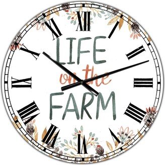 Designart Life On the Farm Large Cottage Wall Clock - 36