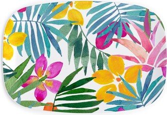 Serving Platters: Watercolor Tropical Vibes Serving Platter, Multicolor