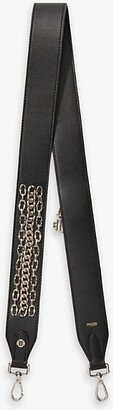 Womens Noir / Gris Charms and Chain-embellished Leather Shoulder Strap