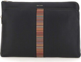 signature Stripe Leather Clutch Bag