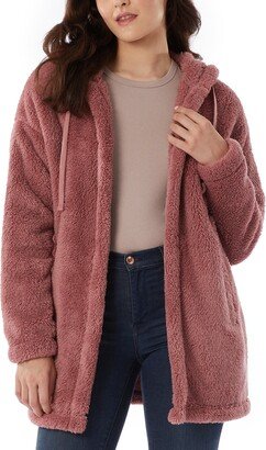 Women's Hooded Fleece Drawstring Cardigan