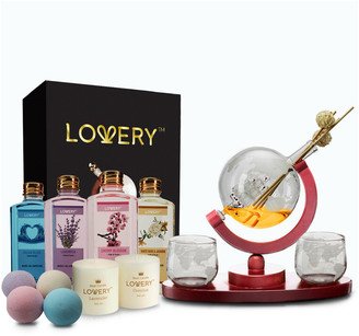 Lovery Whiskey Wine Globe Decanter & Spa Essentials Gift Set, 20Pc Aromatherapy