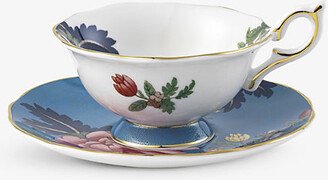 Wonderlust Sapphire Garden Bone China Teacup and Saucer