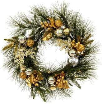 24 Artificial Christmas Wreath, Battery Operated Warm White Lights