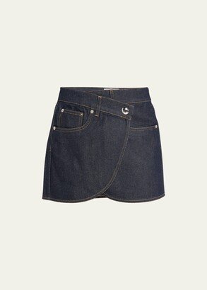 Crossover Denim Mini Skirt