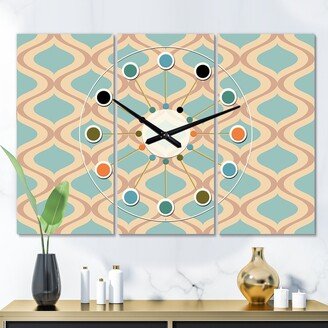 Designart 'Abstract Retro Geometrical Design V' Oversized Mid-Century wall clock - 3 Panels