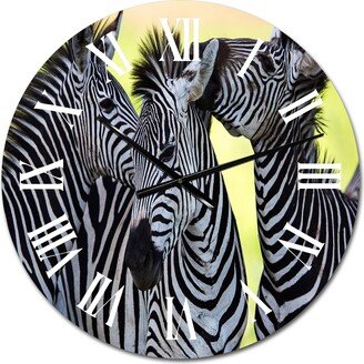 Designart 'Zebras Socialising And Kissing' Traditional wall clock