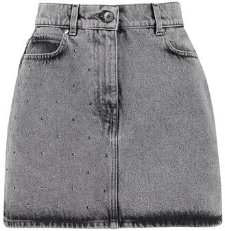 Logo-Patch Denim Mini Skirt-AA