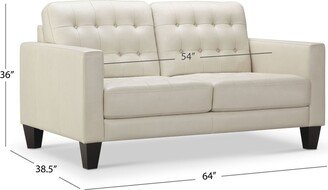 Tova Modern Top Grain Leather Tufted Loveseat