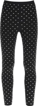 Allover Logo Detailed Stretch Leggings