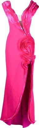 Gaby Charbachy plunging V-neck long dress