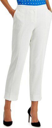 Petites Womens Knit Textured Straight Leg Pants