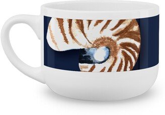 Mugs: Nautilus - Indigo Latte Mug, White, 25Oz, Blue