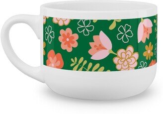 Mugs: Fiesta Flowers - Green Latte Mug, White, 25Oz, Green