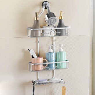 Oumilen 3 Tier Shower Racks with Hooks and Shampoo Soap Razor Holder