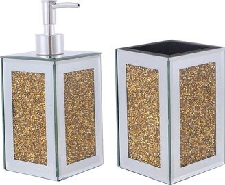 2 Piece Ambrose Exquisite Square Soap Dispenser and Toothbrush Holder
