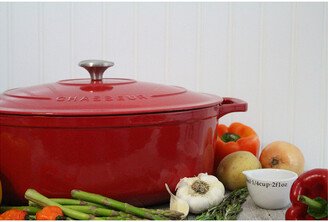 7.25Qt Red French Enameled Cast Iron Dutch Oven