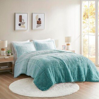 Gracie Mills 3-pc Polyester Comforter Mini Set, Aqua - Full/Queen