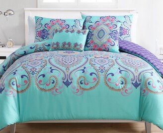 Amherst Reversible Damask 5 Piece Comforter Set, King