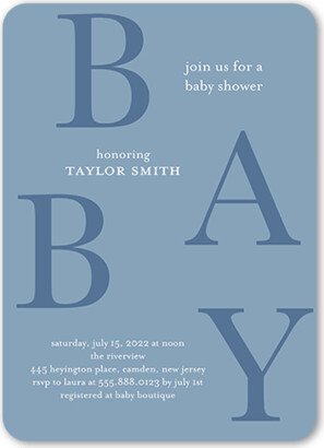 Baby Shower Invitations: New Abstract Baby Shower Invitation, Blue, 5X7, Matte, Signature Smooth Cardstock, Rounded