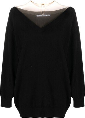 V-neck long-sleeve jumper