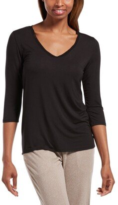 Women's Sleepwell Solid 3/4 V-Neck T-Shirt with Temperature Regulating Technology