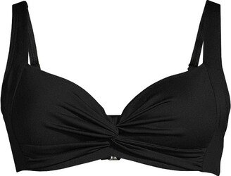 Women's Chlorine Resistant Twist Front Underwire Bikini Swimsuit Top Adjustable Straps - 12 - Black