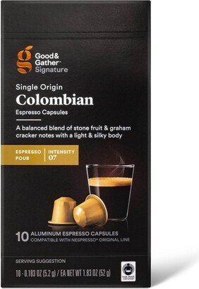 Signature Colombian Espresso Pods Espresso Roast Coffee - 0.183oz/10ct - Good & Gather™