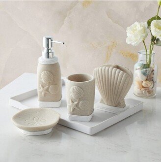 Sweet Home Collections Sweet Home Collection - Coastal Shell Bath Accessory Collection, 4 Piece Set