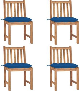 Patio Chairs 4 pcs with Cushions Solid Teak Wood - 19.7'' x 20.9'' x 35.4''