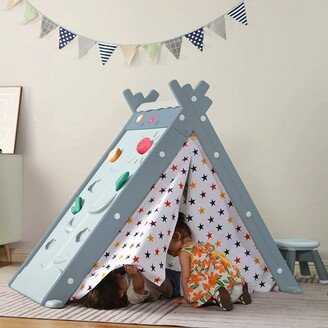 4 in 1 Kids Play Tent with Stool and Climber, Foldable Playhouse Tent