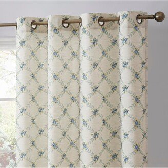 Morgan Floral Decorative Light Filtering Grommet Window Treatment Curtain Drapery Panels for Bedroom & Living Room - Set of 2 Panels (54 x 84 i