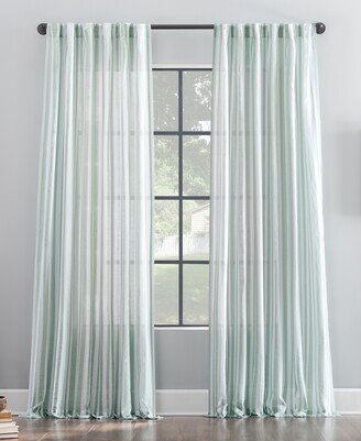 Stripe Buttoned Back Tab Curtain, 50