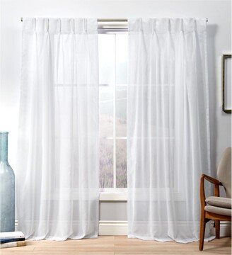 Curtains Penny Sheer Embellished Stripe Grommet Top Curtain Panel Pair, 27