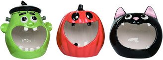 Dolomite 9In Multicolor Halloween Big Mouth Candy Bowl Set Of 3