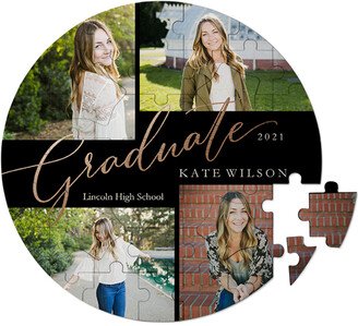 Keepsake Puzzles: Scripted Graduate Keepsake Puzzle, Circle, Keepsake, Black