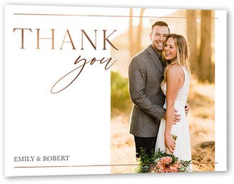 Wedding Thank You Cards: Editorial Lover Thank You Card, Rose Gold Foil, White, 5X7, Matte, Signature Smooth Cardstock, Square