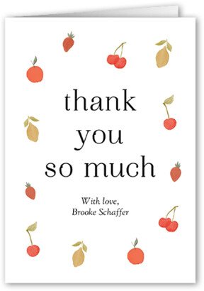 Thank You Cards: Fruity Frame Thank You Card, White, 3X5, Matte, Folded Smooth Cardstock