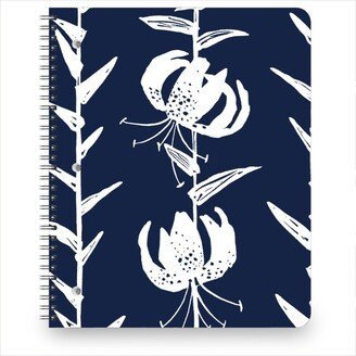 Notebooks: Lily Stripe - Blue Notebook, 8.5X11, Blue