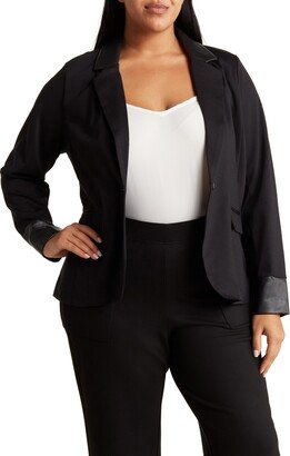 NORDSTROM RACK Faux Leather Trim Ponte Knit Blazer