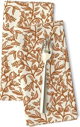 Autumn Fall Floral Dinner Napkins | Set Of 2 - Macadamia Tree By Ronya Lake Colors Terra Cotta Beige Cloth Spoonflower