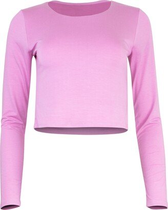 Lezat Runa Modal Long Sleeve Cropped Top - Orchid