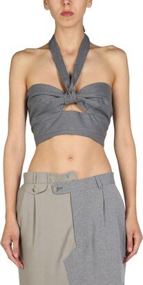 1/OFF Cut-Out Detailed Halterneck Cropped Top