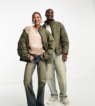 unisex oversized puffer jacket in khaki