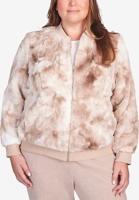 Plus Size St.Moritz Zip Up Space Dye Faux Fur Jacket