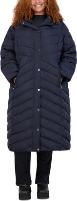 Juniors' Trendy Plus Size Hooded Maxi Puffer Coat